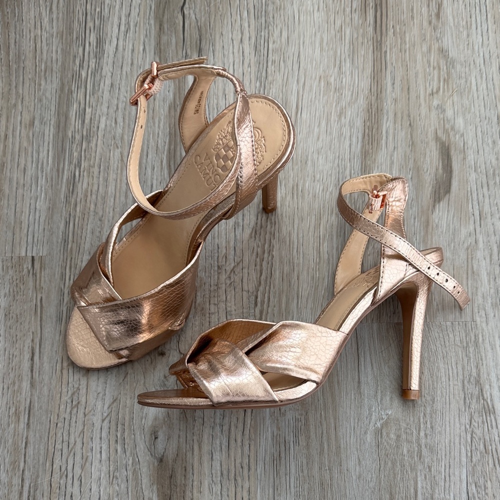 Rose Gold Vince Camuto Jenika Strappy Heels